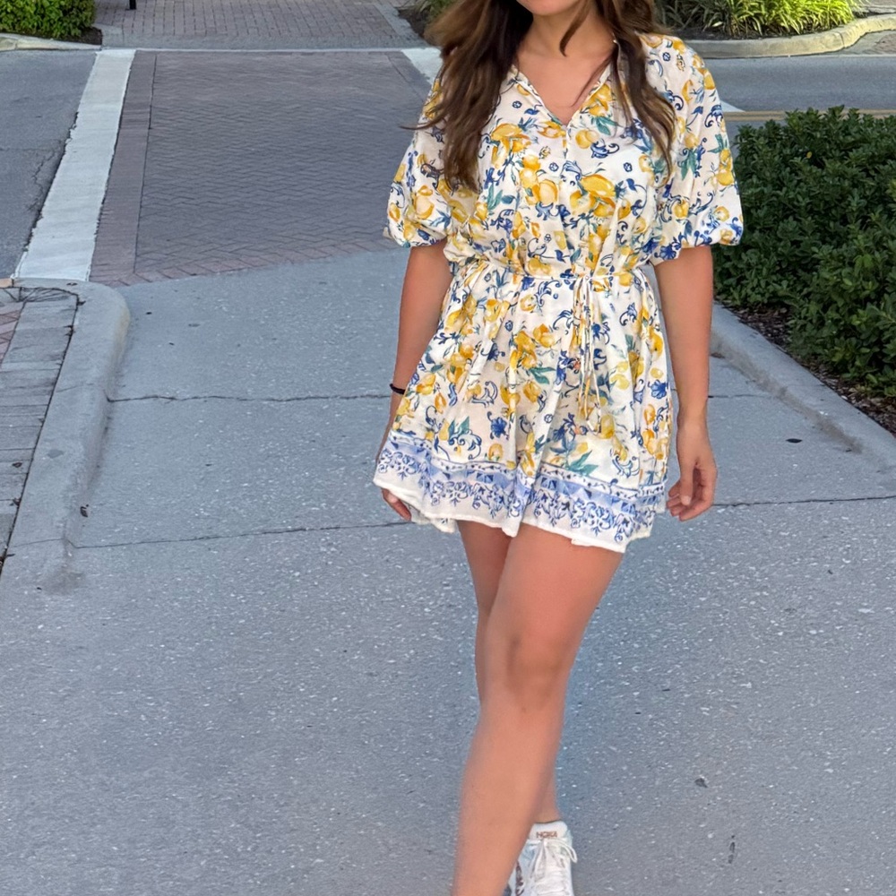 H&M Floral Print Dress - Yellow and Blue